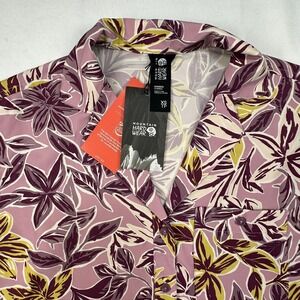 Mountain Hardwear Womens XS Floral Short Sleeve UPF 50 Button Up Shirt Purple